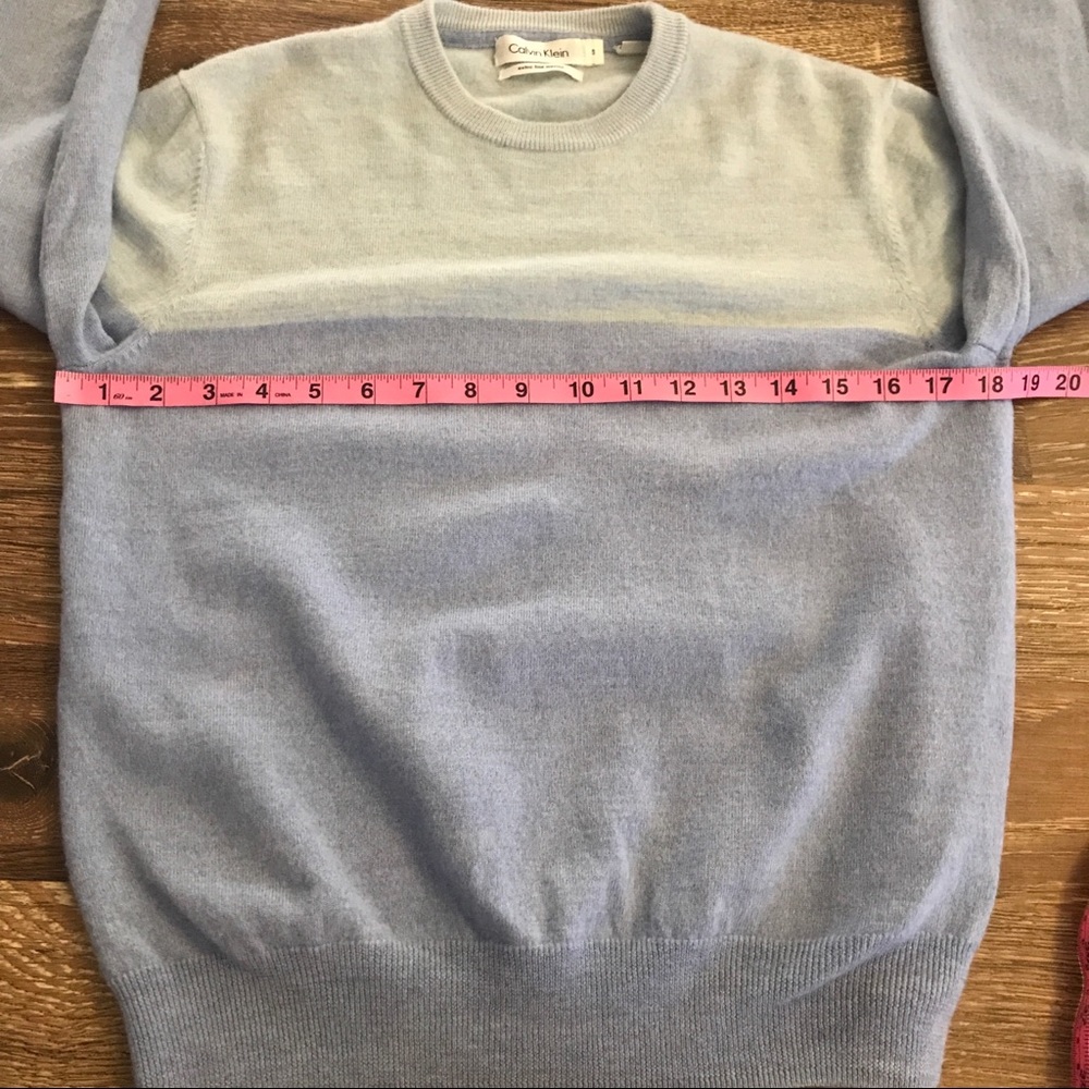 Calvin Klein merino wool blue color block sweater - Picture 5 of 6